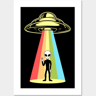 Alien Grey Rainbow Abduction Posters and Art